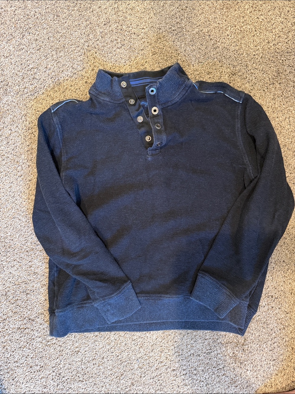 Tommy Bahama Navy Quarter Button Pullover XL